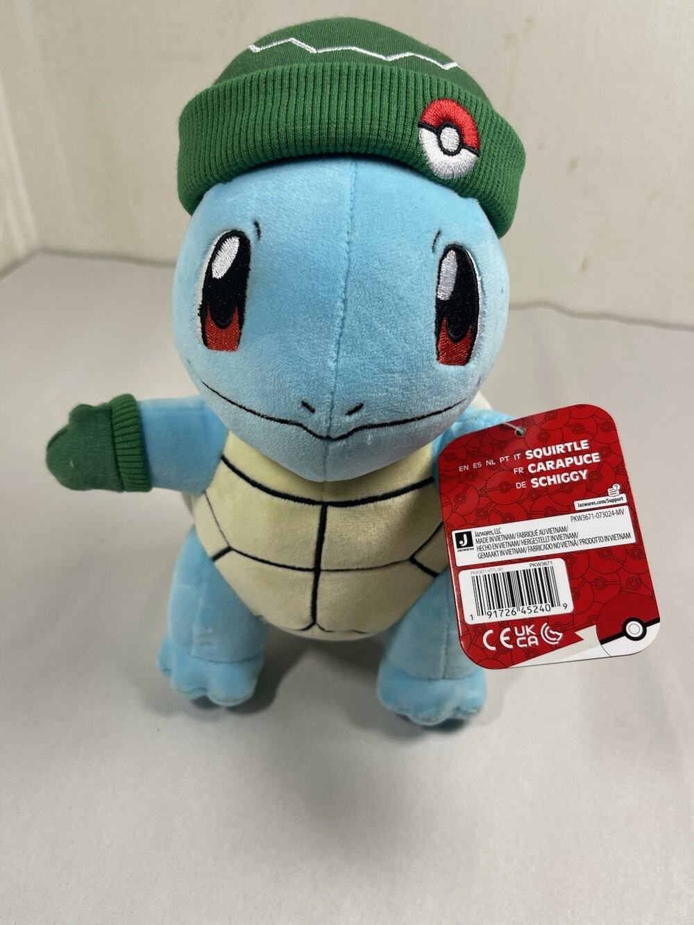 Pokémon Jazwares Squirtle Plush with Green Beanie & Mittens Winter Edition NWT